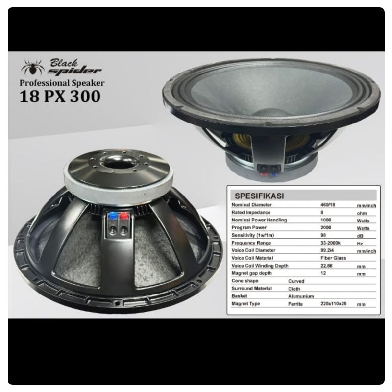 Speaker BlackSpider 18inch BS 18 PX 300 Black Spider 18"