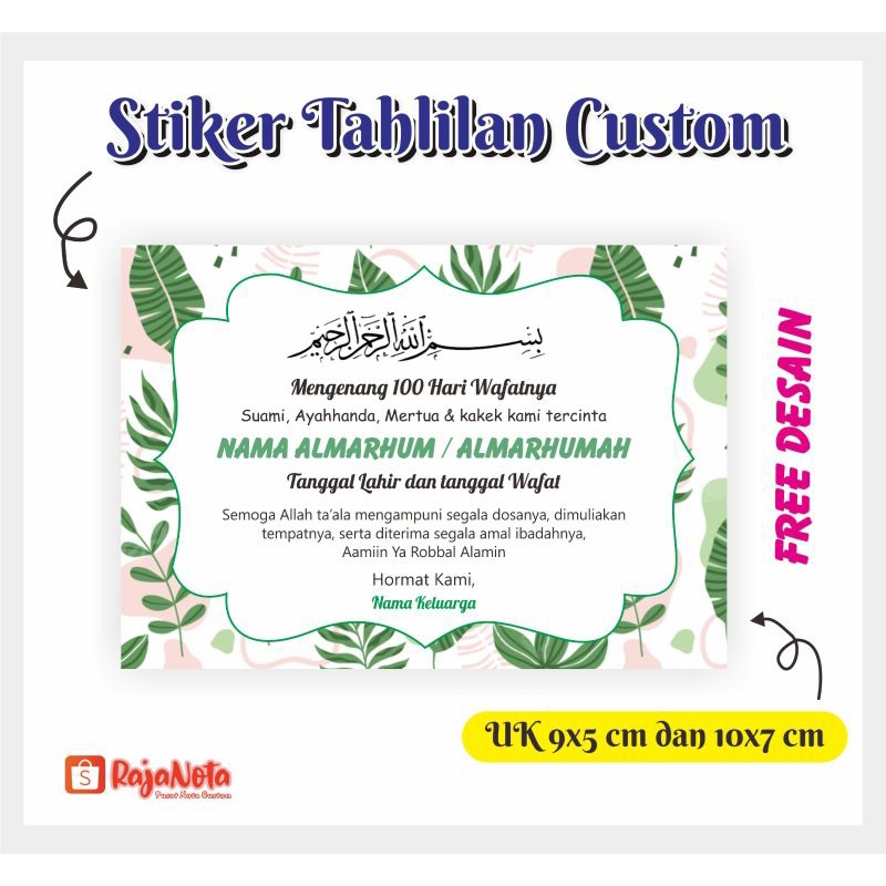 

STIKER TAHLILAN CUSTOM FREE DESAIN