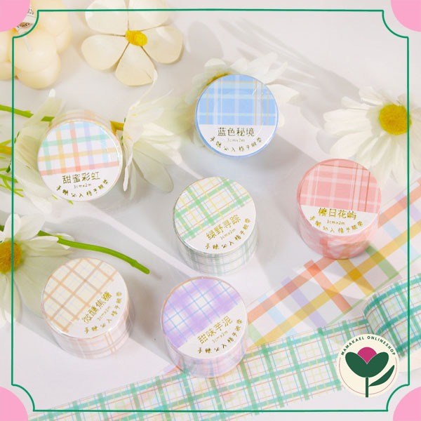 

Japanese checkered washi tape motif plaid tartan ukuran lebar 3 cm panjang 2 meter deco journal diy scrapbook aesthetic MK1640