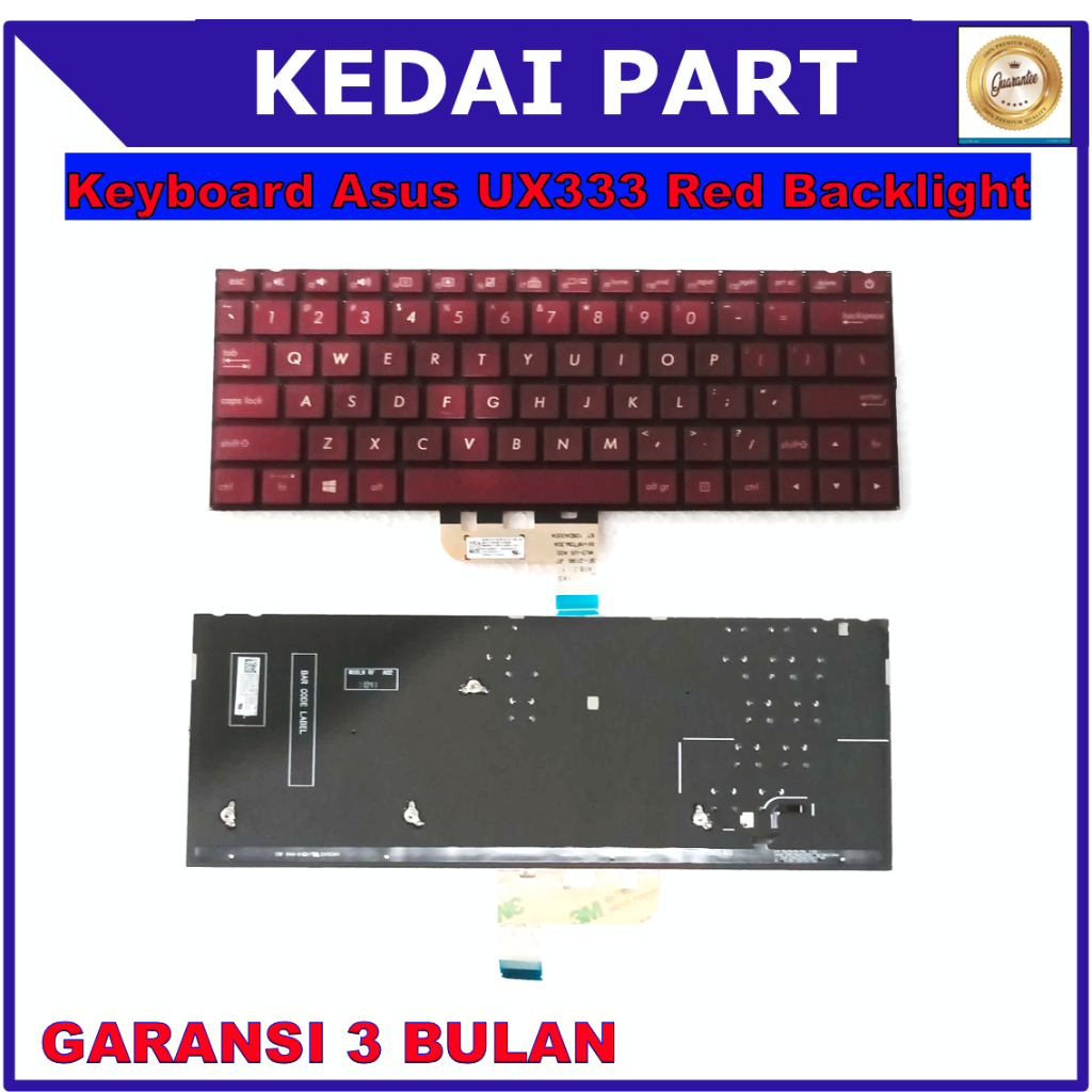 Keyboard Asus Zenbook 13 UX333 UX333FAC UX333FLC UX333FN Red Backlight