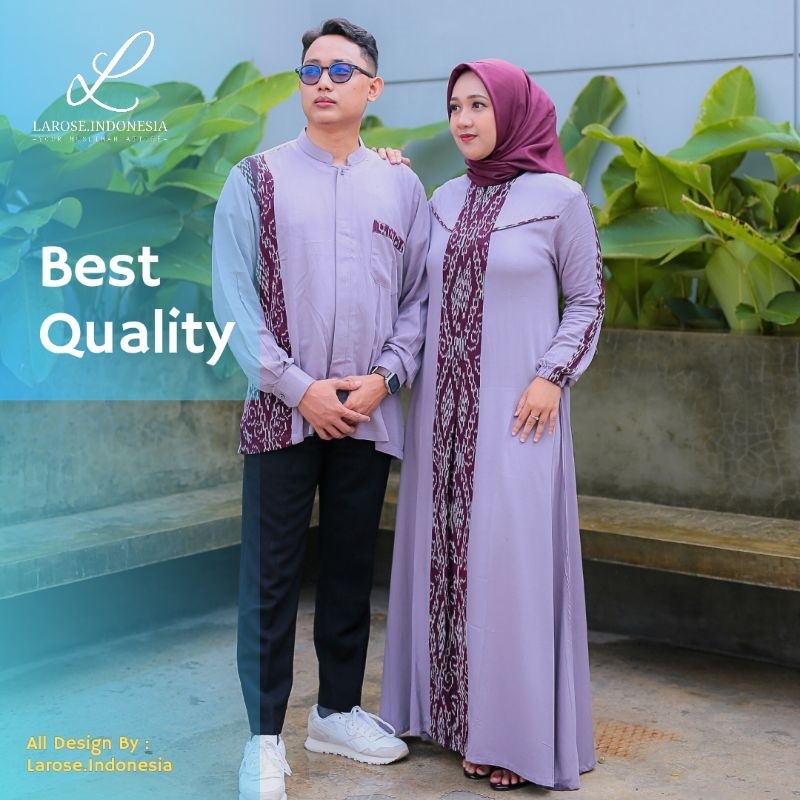 promo termurah Larose.Indonesia Termurah Dress Couple Gamis kombinasi Tenun Troso Menawan elegan