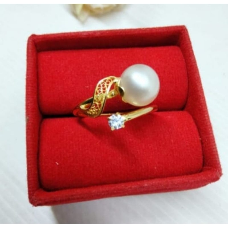 Cincin emas 22k kadar emas 91,6% mutiara air laut lombok
