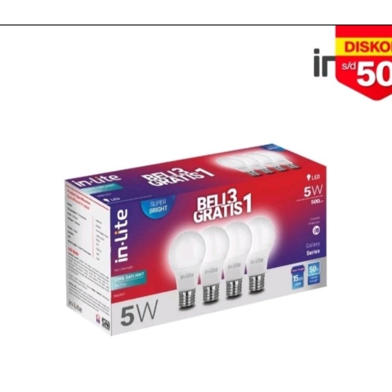 Lampu led in-lite 5 watt paket isi 4
