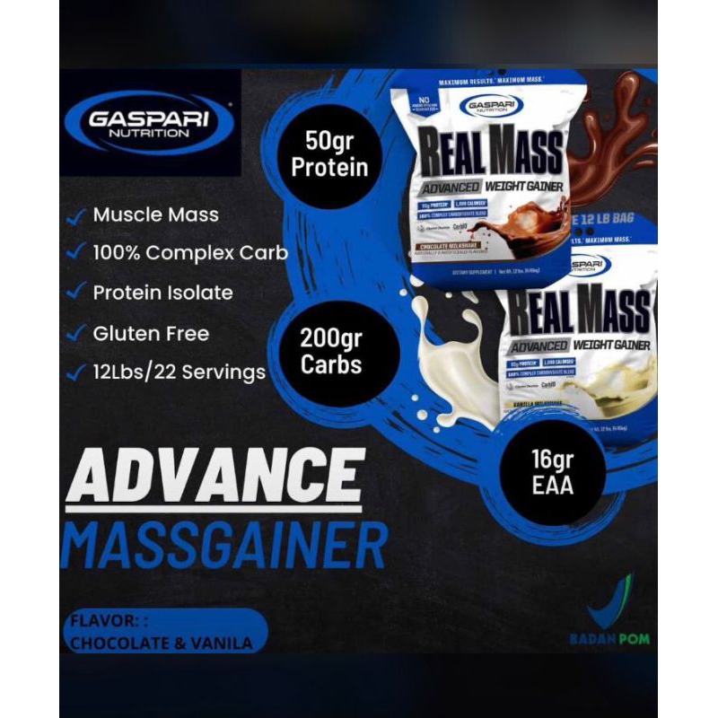 Real Mass 12 Lbs Gaspari Nutrition BPOM-coklat