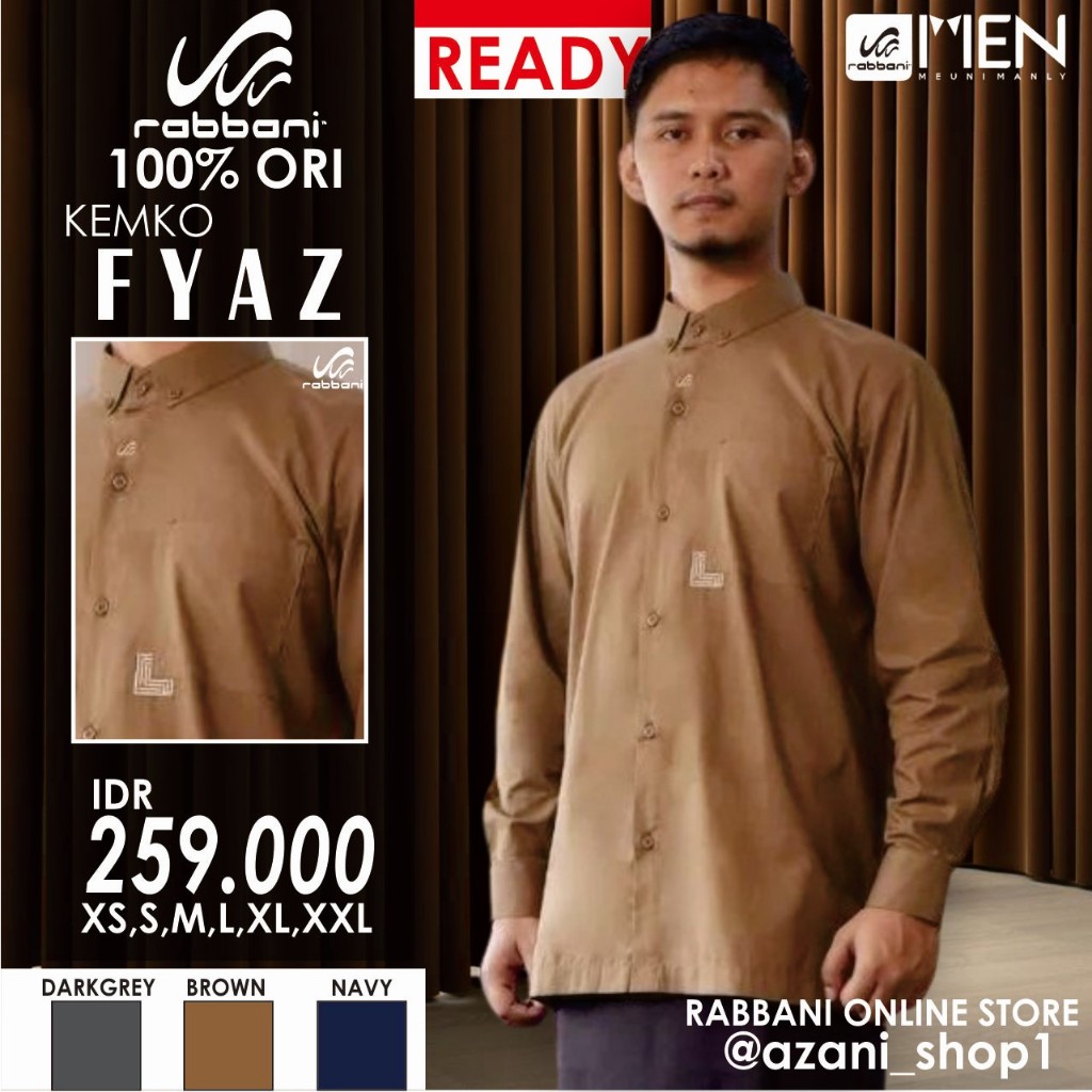 RABBANI KOKO KEMKO PRIA FYAZ ORI - Kemeja Koko Rabani Asli Lengan Panjang Baju Koko Muslim Terlaris 