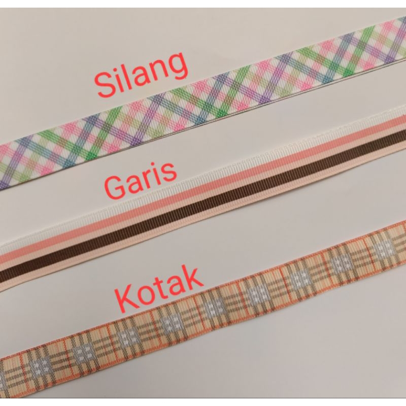 

Pita Grosgrain 5/8" Silang - Garis - Kotak