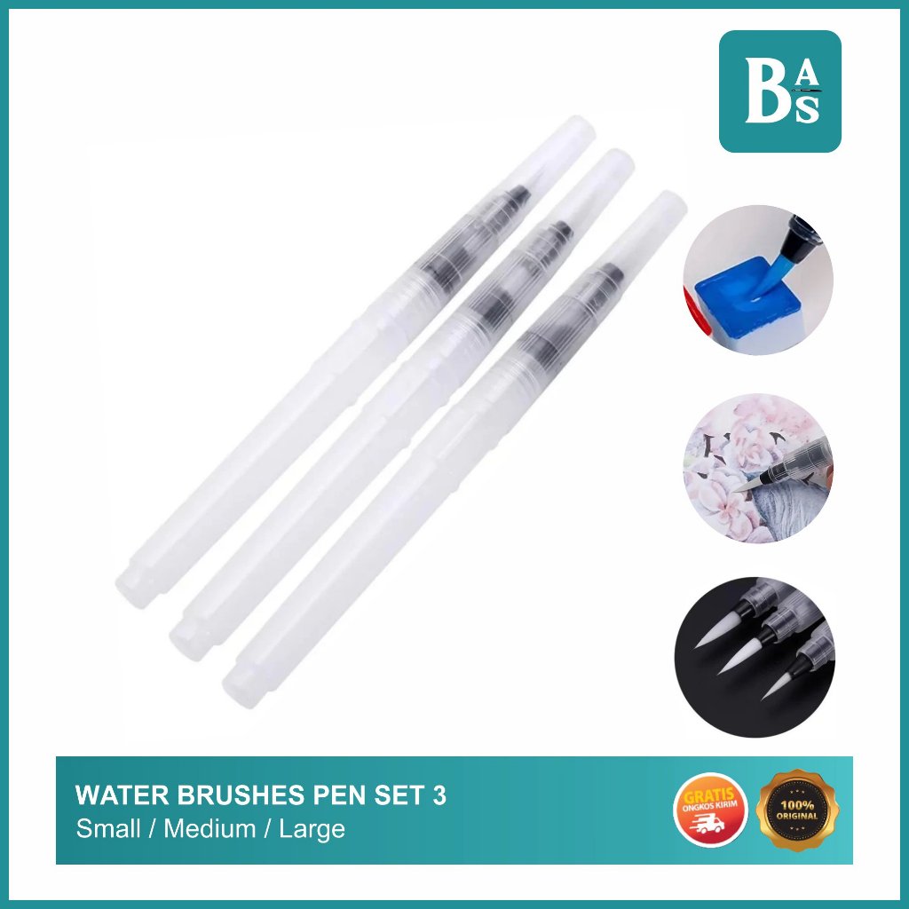 

Bali Art Supplies - Kuas Pen Cat Air 1 set isi 3 - Water Brushes