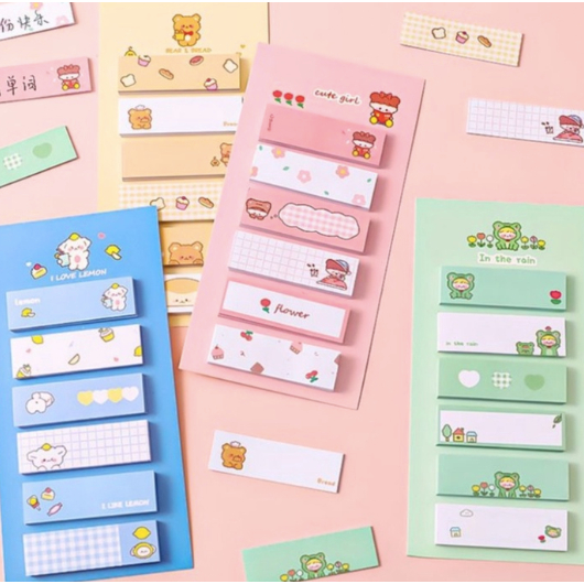 

[ISTY] Sticky Notes Momo Lucu 6IN1 Tempelan Kertas Catatan 120 Lembar Notes Kertas Tempel Karakter Bear Frog Girl Pembatas Buku Cute Imut Penanda Buku Memo Stick Stationery Memo Pad Convenience Cute 6 IN 1