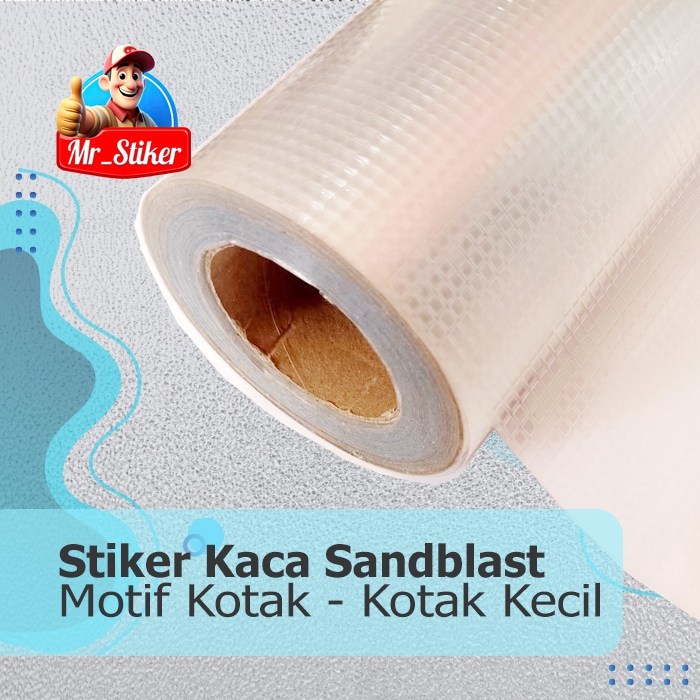 Stiker Kaca Jendela Premiun EP High Quality Motif Kotak Kotak Kecil 3D - L 120