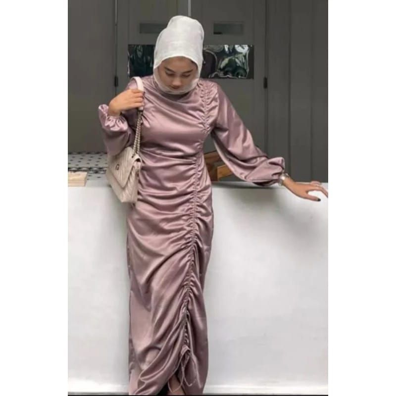ANDINI DRESS satin premium velvet satin/Dress serut satin /darla dress satin/dress satin kerut panja