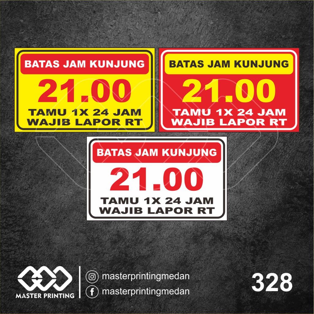

328 - Stiker Batas Jam Berkunjung, Sticker Vinyl, Premium, Tahan Air, Termurah, dan Bisa Custom