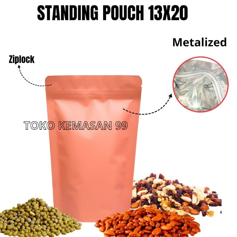 STANDING POUCH WARNA PEACH DOFF 13X20
