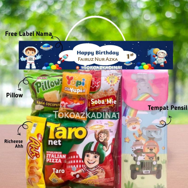 

SNACK ULANG TAHUN / BINGKISAN SOUVENIR ULANG TAHUN / FREE CARD