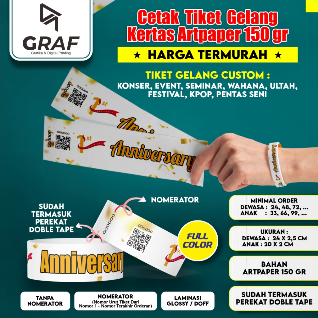GELANG TIKET CUSTOM | Gelang  Konser |  Gelang Tiket Acara | Gelang Event | Kpop | Festival | Gelang