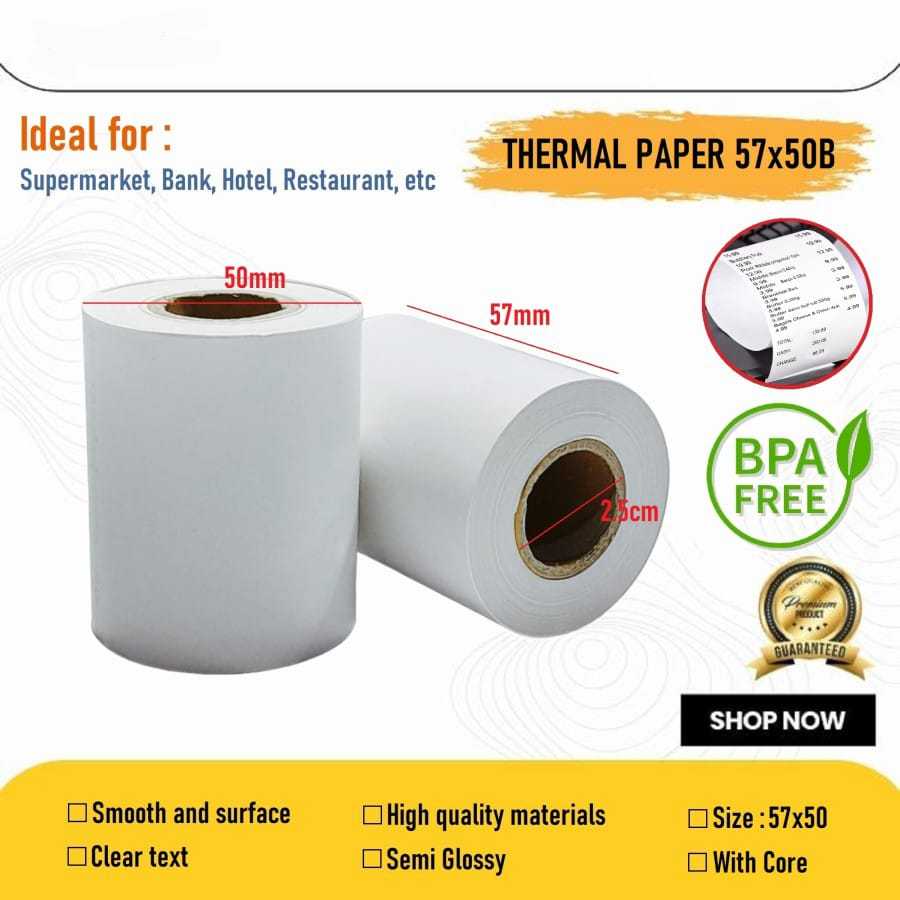 

Thermal Paper 57x50 / Kertas Thermal Roll Astron 57 x 50B