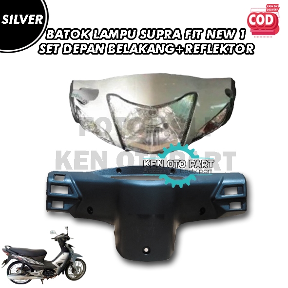 1 Set Batok Lampu Depan Belakang + Reflektor Honda Supra Fit New Silver 2006-2009