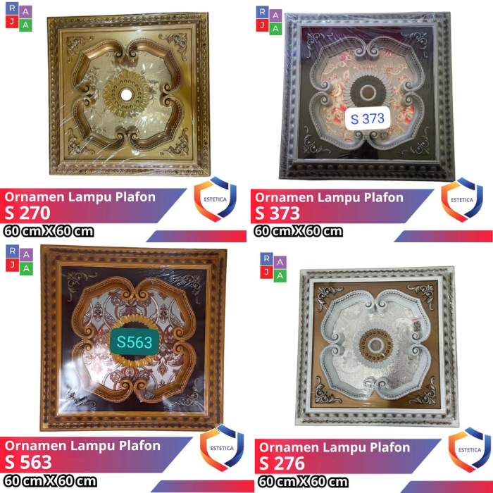 Ornamen Lampu Plafon PVC Ukuran 60 x 60 Mewah Modern Murah//Ornamen Lampu Plafon PVC