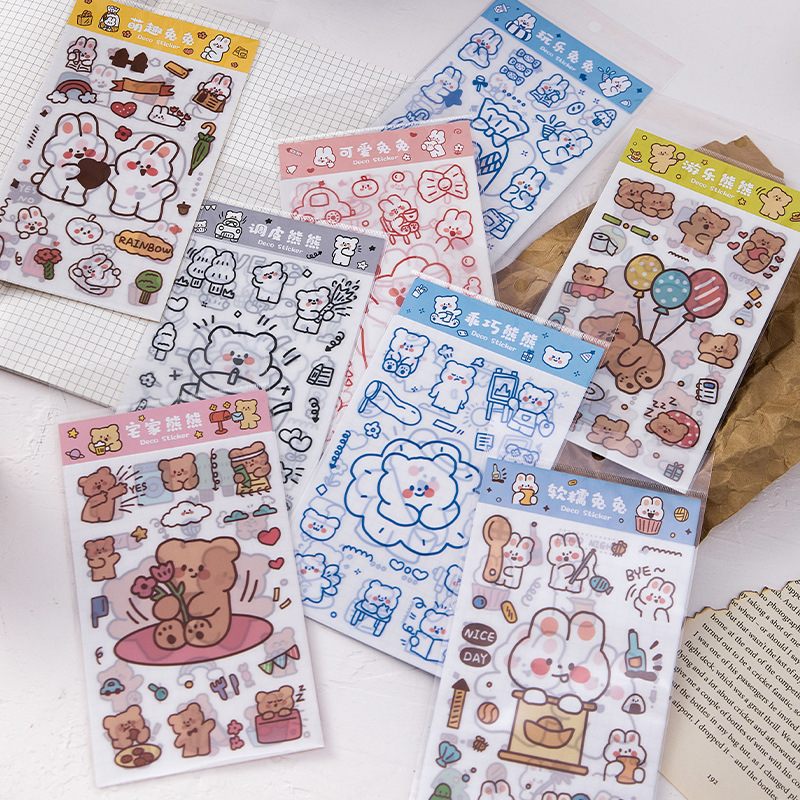 

Sticker Plastik / Deco Sticker Pet Blue&White 6 Lembar