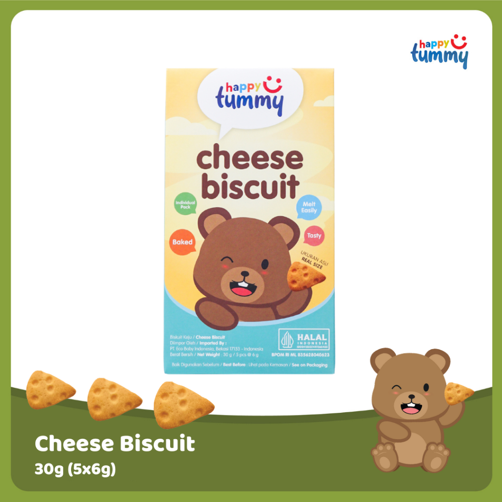 [MPASI Snack Bayi Sehat] - Happy Tummy Cheese Biscuit - Snack Keju MPASI Bayi 1 Tahun Halal & Bergiz