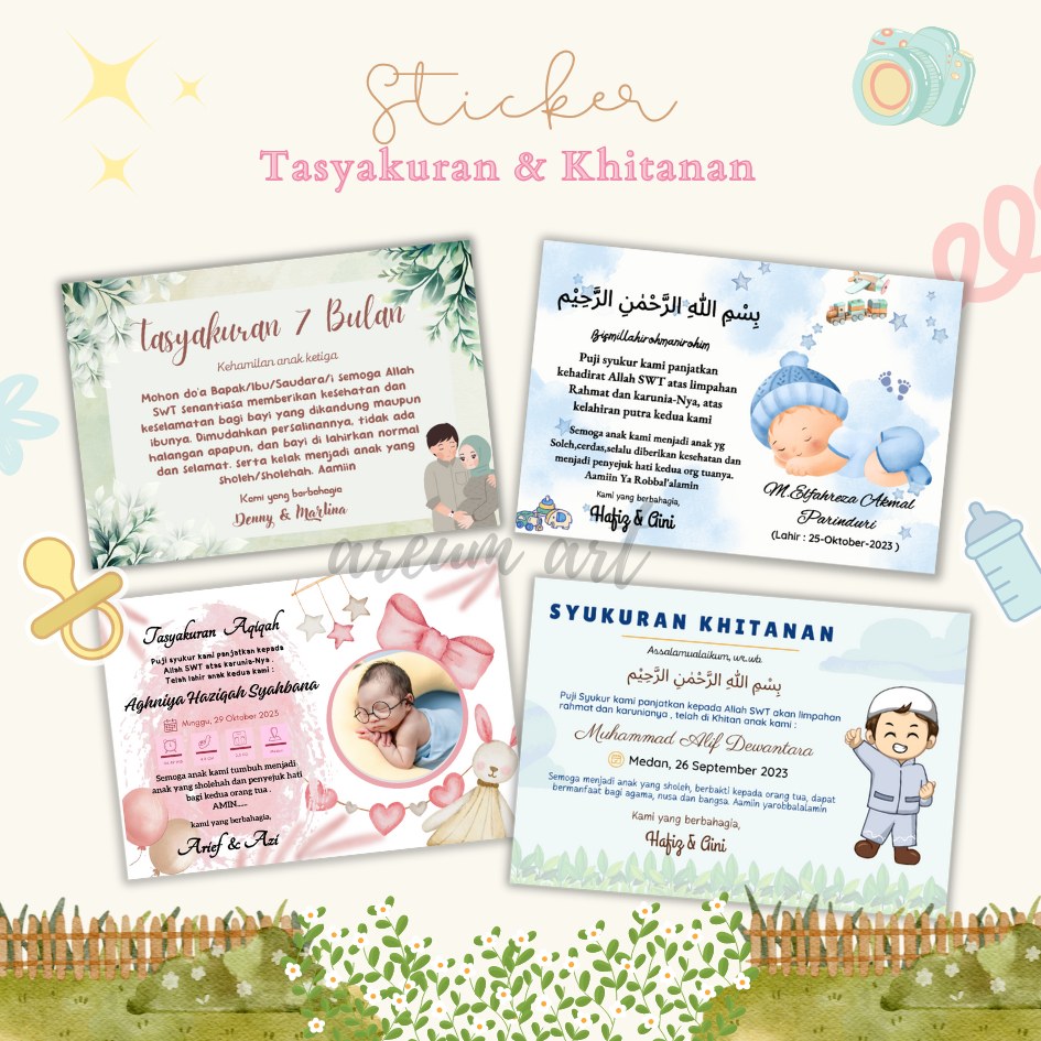 

Stiker Aqiqah bayi/ stiker tasyakuran kelahiran/ 7 Bulanan kehamilan