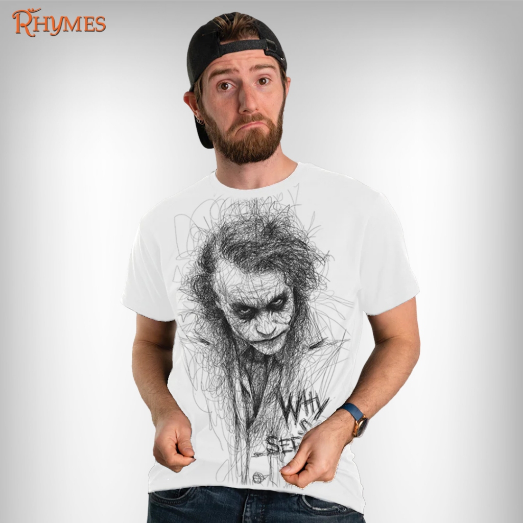 Kaos Pria Joker Sketch Full Print Dewasa Rhymes