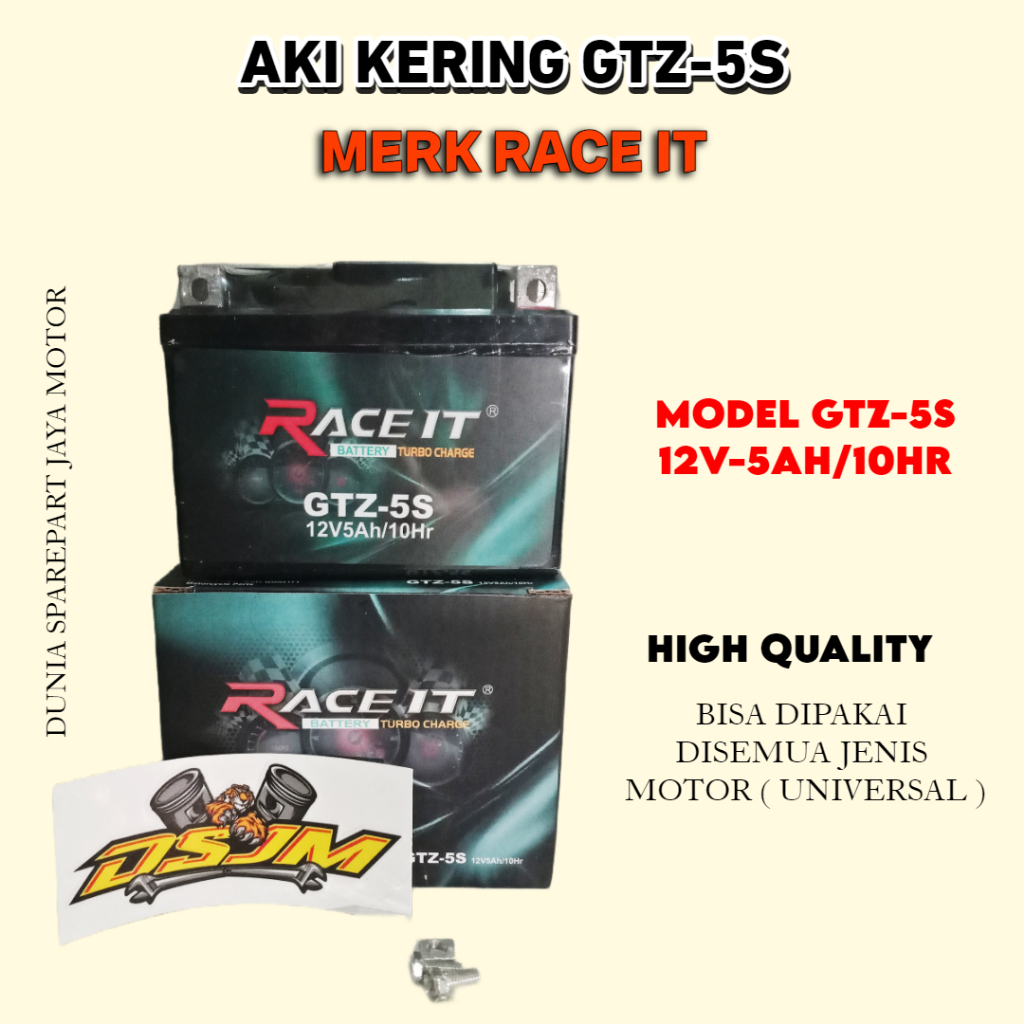 AKI MOTOR GTZ5S FULL KERING / ACCU AKI KERING RACE IT GTZ-5S (12V-5AH) BEAT/VARIO/KARISMA/NINJA (UNI