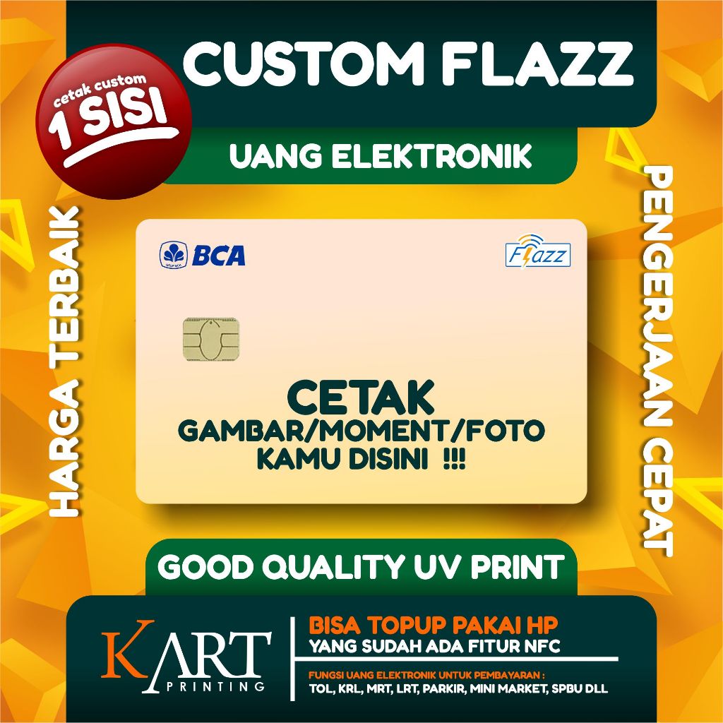 Kartu Flazz Etoll BCA Custom 1 SISI | Flazz Card Custom PRINT UV
