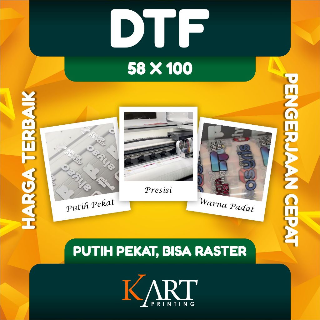 

SABLON Print DTF Meteran Siap Press | BISA RASTER | SEHARI JADI | 58 x 100 cm