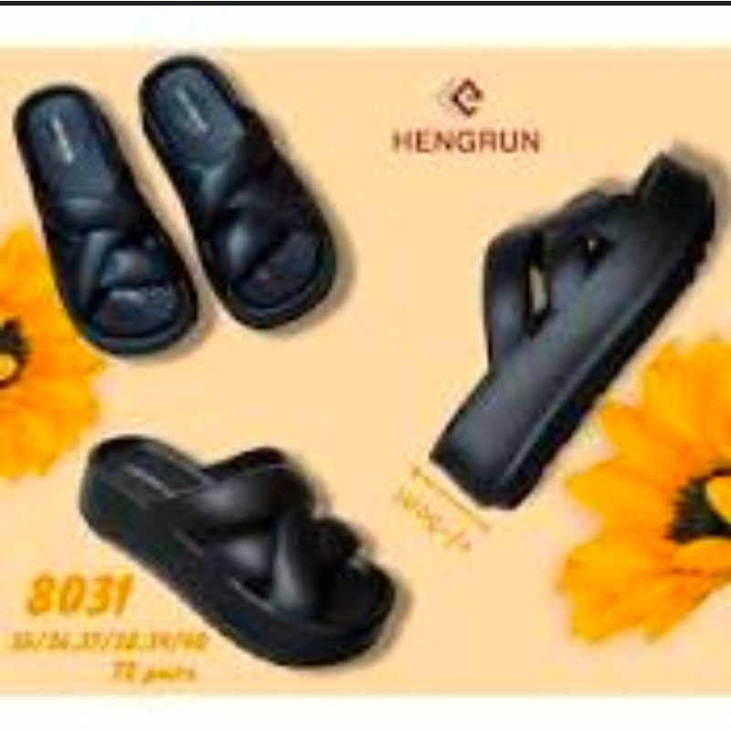 sandal selop, sandal wedges karet wanita kekinian
