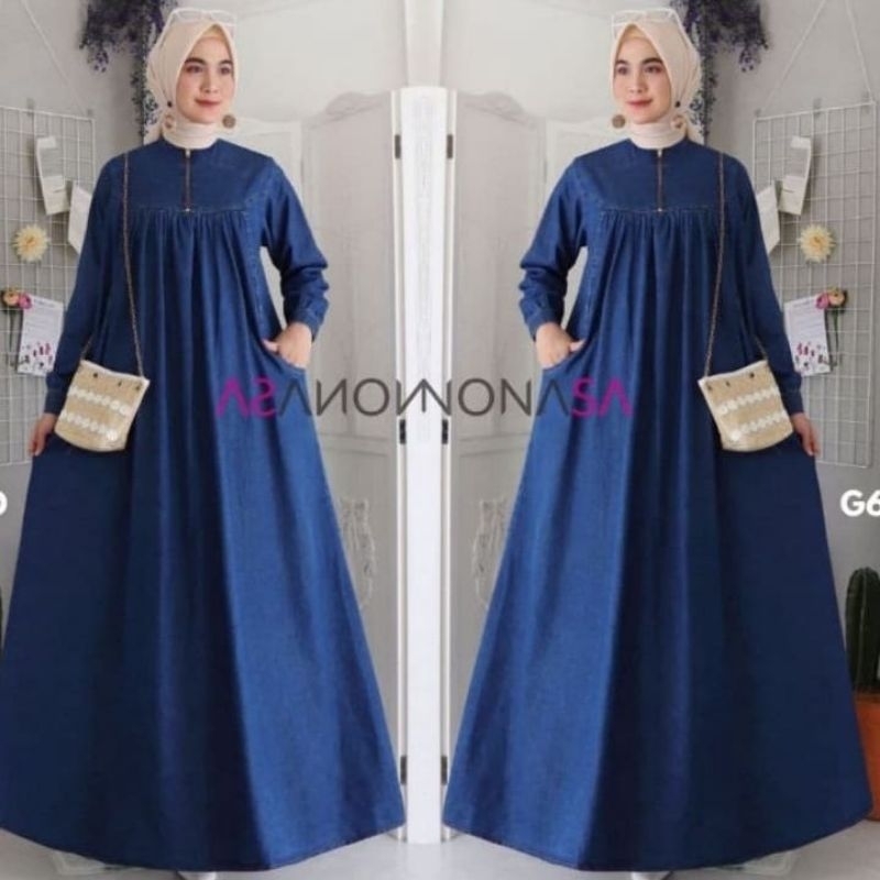 bisa cod/GAMIS JEANS WANITA TERBARU 2020/GAMIS JEANS WANITA MODERN 2020/GAMIS JEANS/GAMIS DENIM