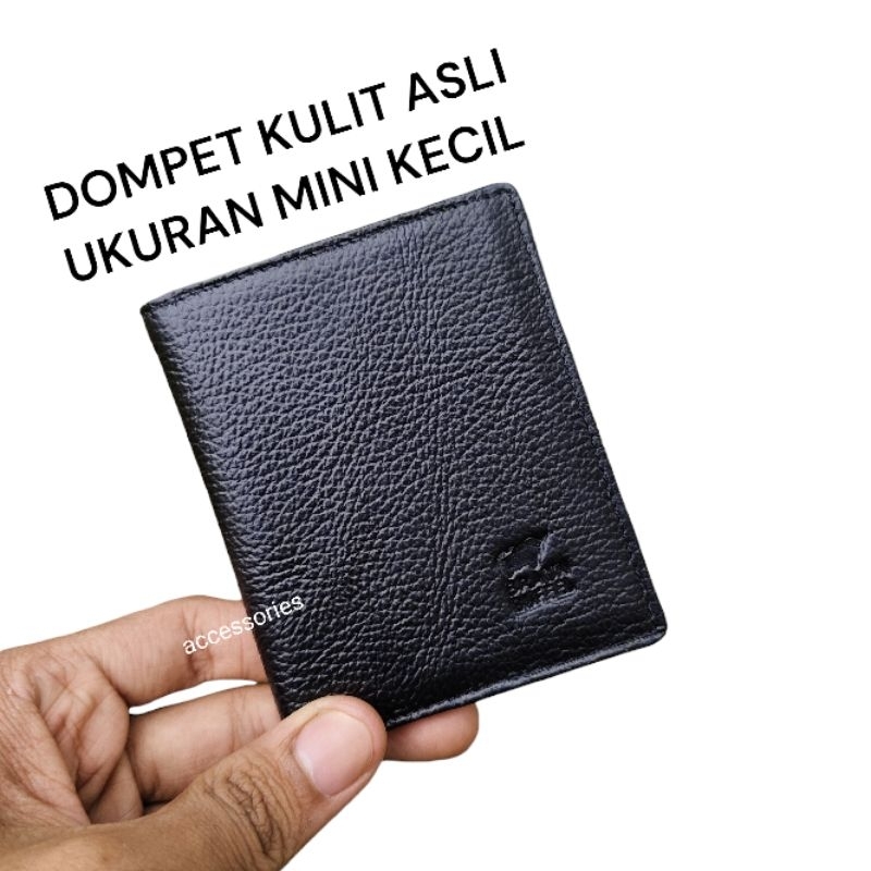 Dompet Mini Pria wanita Kulit Asli Dompet kulit Sapi Ukuran Kecil Simple style