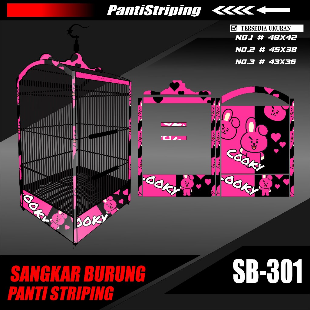 Sticker Sangkar Ebod Kosan - Decal Kandang/Sangkar Burung Kicau Petarung Variasi No 1 2 3