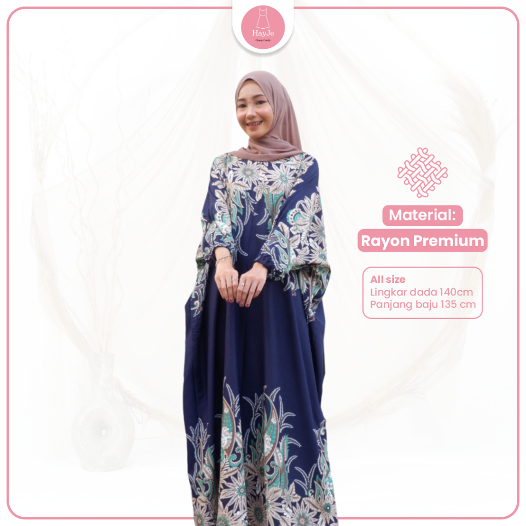 Kaftan Rayon Viscoce Daster Kelelawar Lowo Jumbo Lengan Karet Panjang Premium Tebal Jatuh Dingin