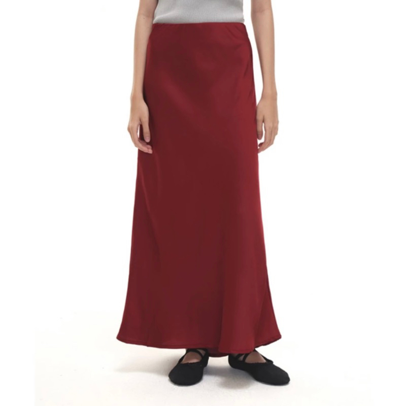 3Mongkis fita skirt black silk slip skirt rok panjang hitam