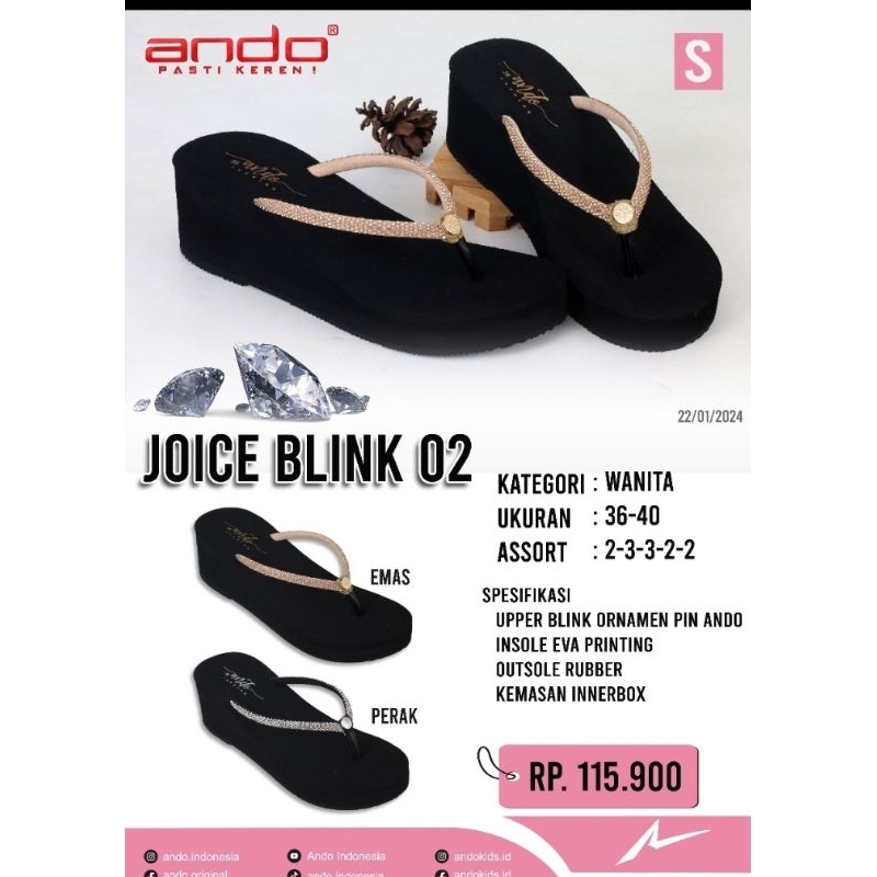 Ando Joice blink - Sandal Wedges Fashion Wanita Dewasa Ando OriginalWanita Dewasa Ando original sand