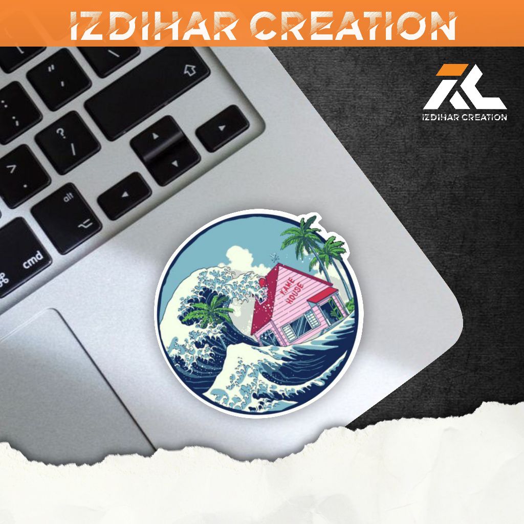 STIKER Jepang Satuan Sticker Ombak KANAGAWA, Rumah Kake Kura-Kura, Stiker Vinyl Glossy