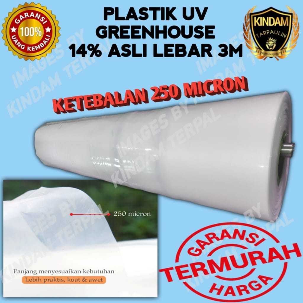 PLASTIK UV GREENHOUSE 14% LEBAR 3 METER BARU TEBAL 200 MICRON HARGA PERMETER LARI