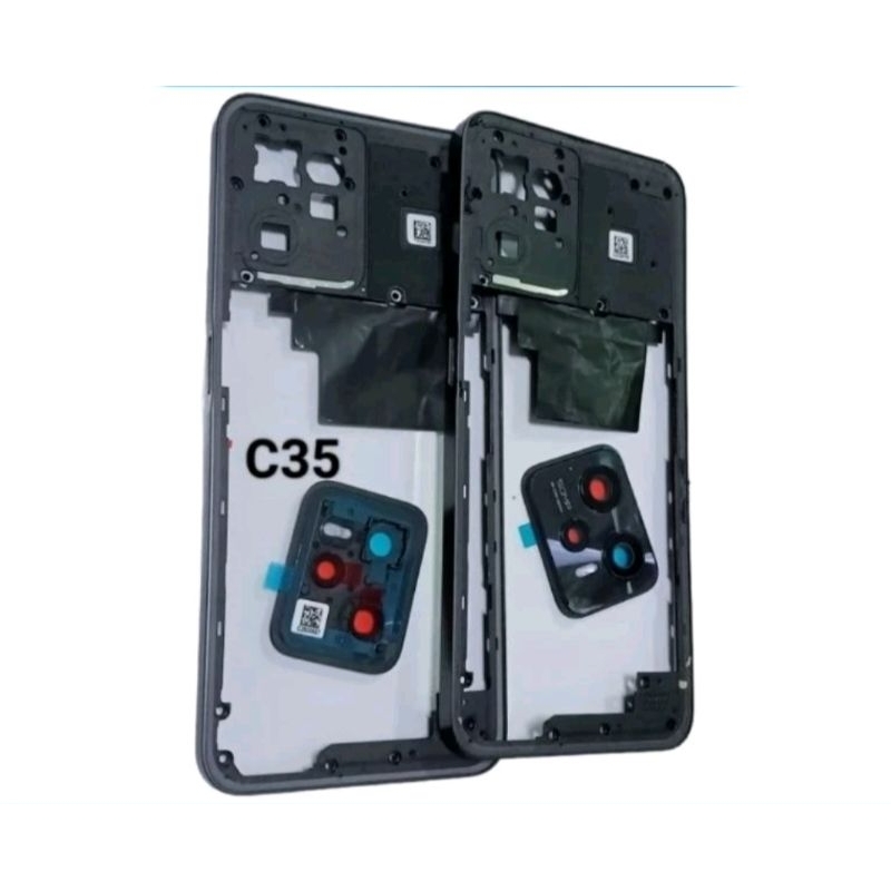 BEZEL BEZZEL SAMPING DUDUKAN BECKDOR TUTUP MESIN REALME C35 TATAKAN CASING HP REALME C35