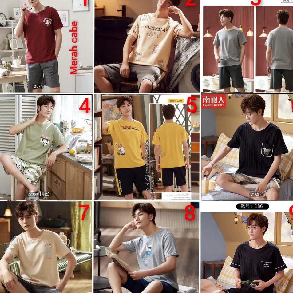 Promo Terheboh  SETELAN ONE SET BAJU PIYAMA SET BAJU TIDUR PRIA DEWASA 34 KATUN IMPORT PREMIUM LENGA