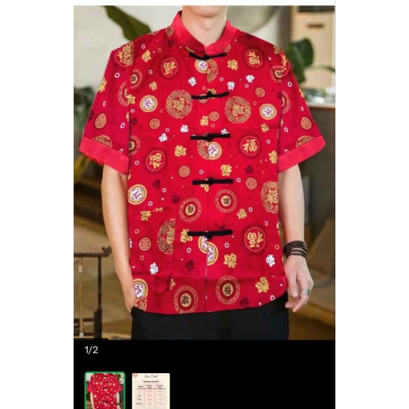 Premium Kemeja Pria Cheongsam Imlek. Hem Pria Imlek. Atasan Hem Pria Imlek. Cheongsam