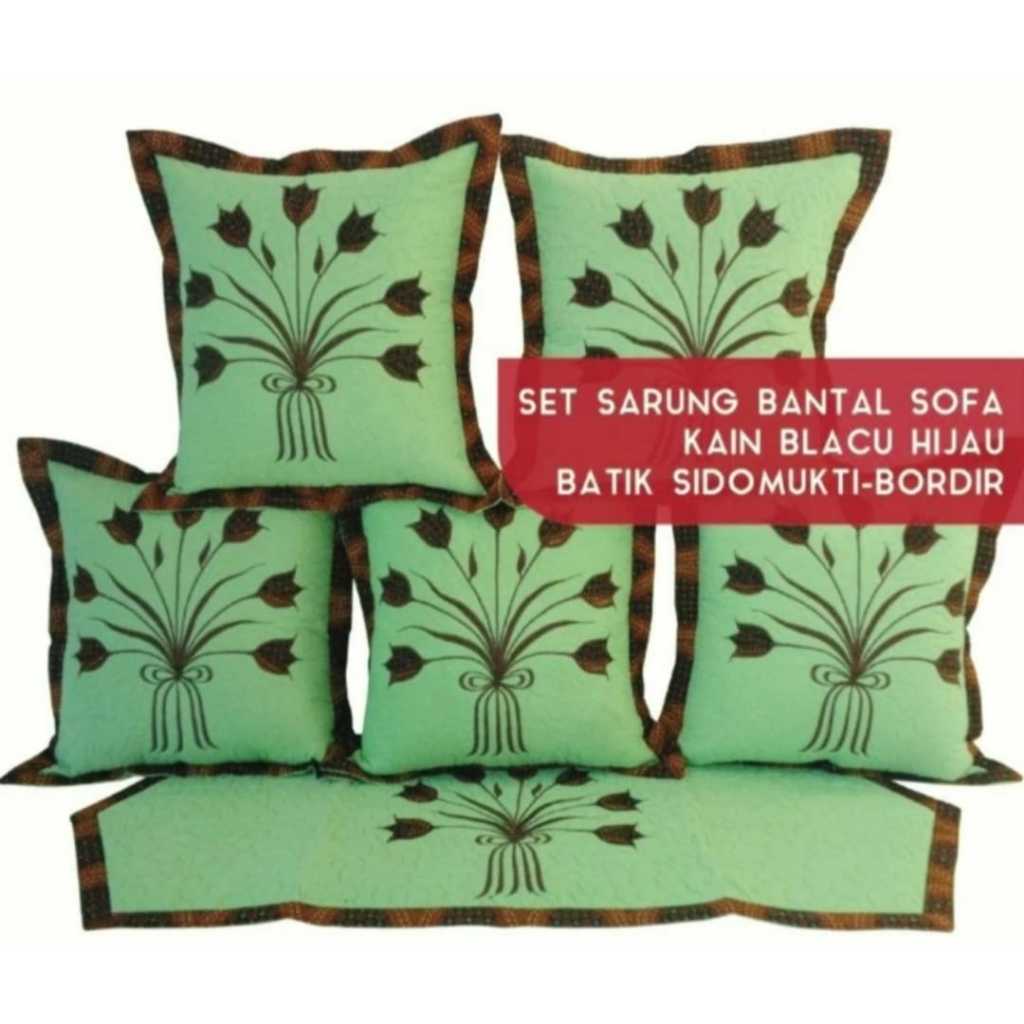 sarung bantal kursi batik sofa murah kursi tamu set warna hijau