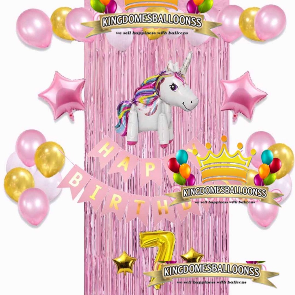 Paket dekorasi balon ulang tahun anak tirai unicorn/balon curtain