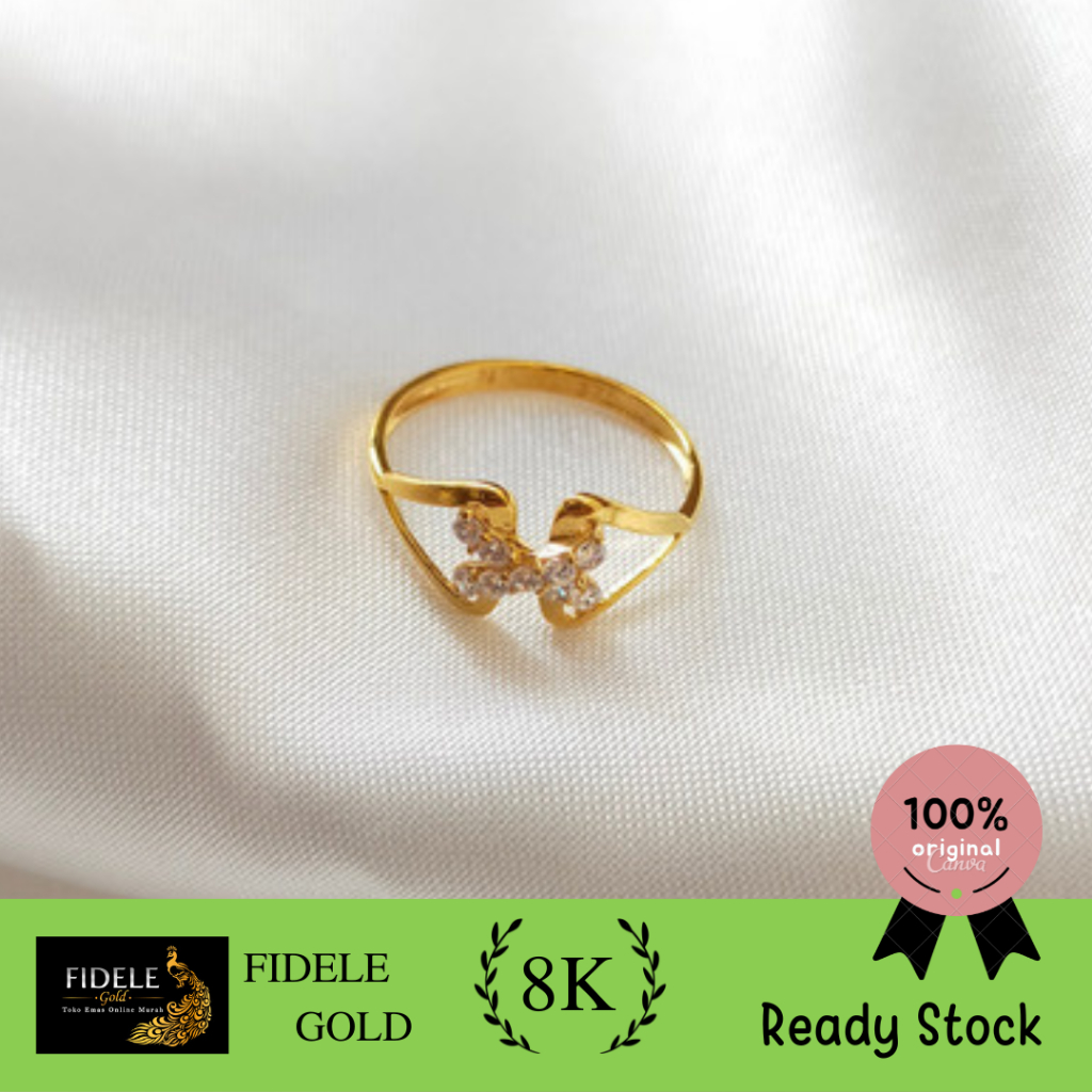 Cincin Remaja Size 8 emas asli cincin gold premium wanita
