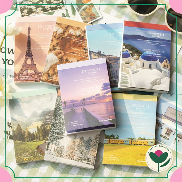 

1 set isi 30 lembar sticker book every trip deco stiker kawai aesthetic places city scenery MK1444