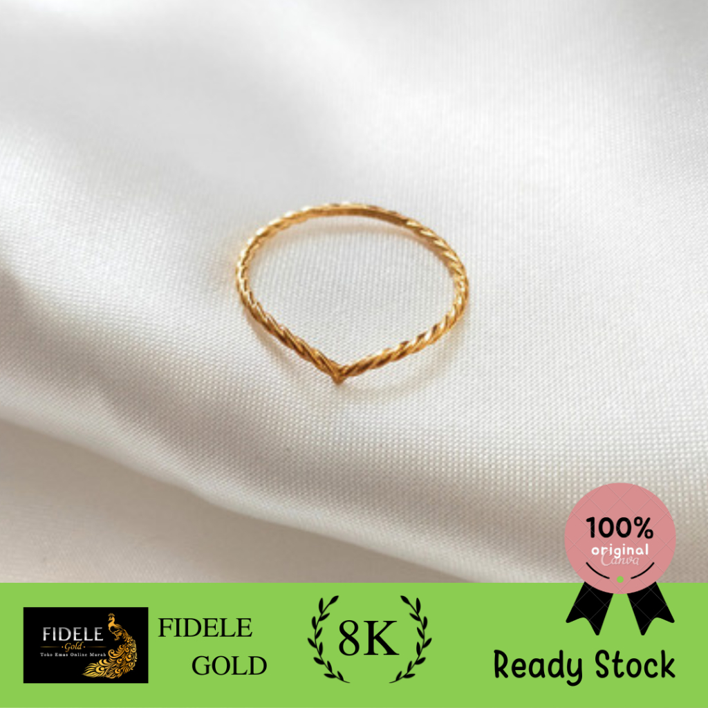 Cincin aurel polos simple Emas Asli mata cincin 8K