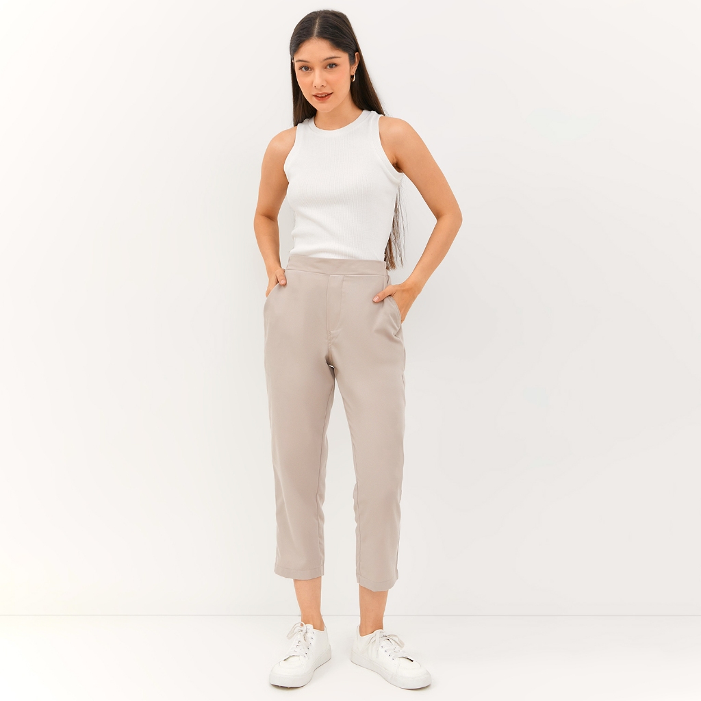 GRAPHIS Casual Twill Relax Pants / Celana Kulot Wanita Kasual Kekinian Kasual Minimalist Pinggang Ka