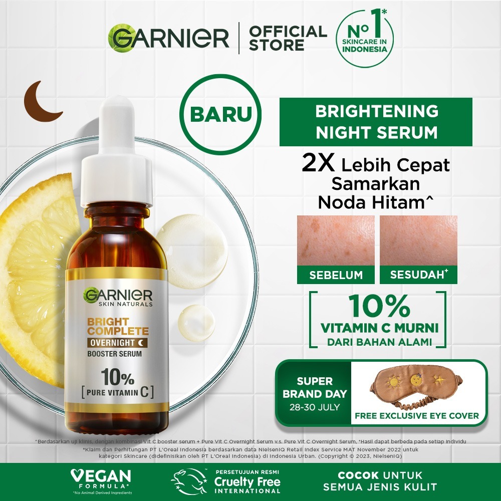 Garnier Bright Complete Overnight Vitamin C Serum 15  ml - Serum Malam Vitamin C Mencerahkan