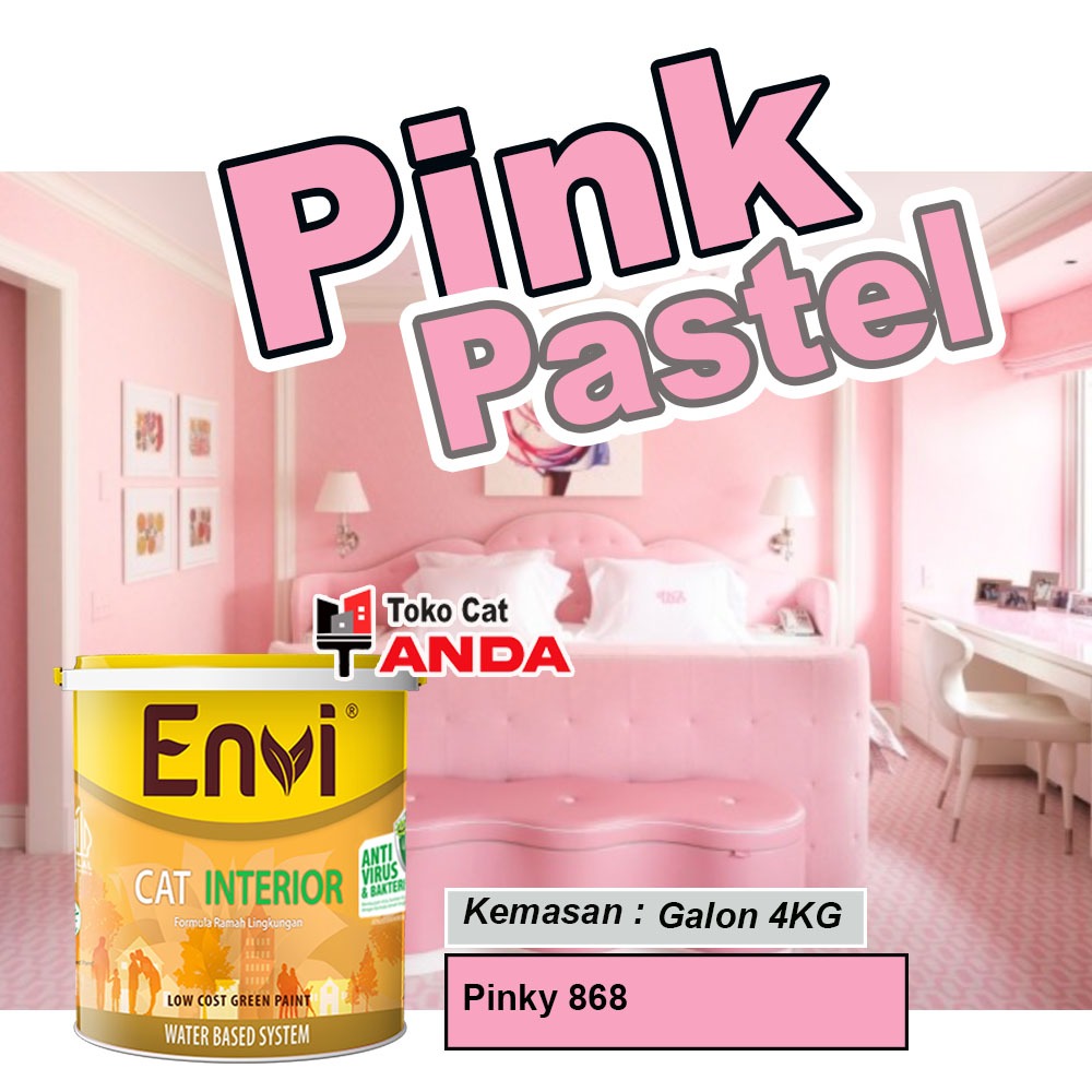 Cat Tembok Pink Pastel 5KG - Pink Lady - Cat Envi Interior Pinky 868 - Cat tembok Ping 5KG