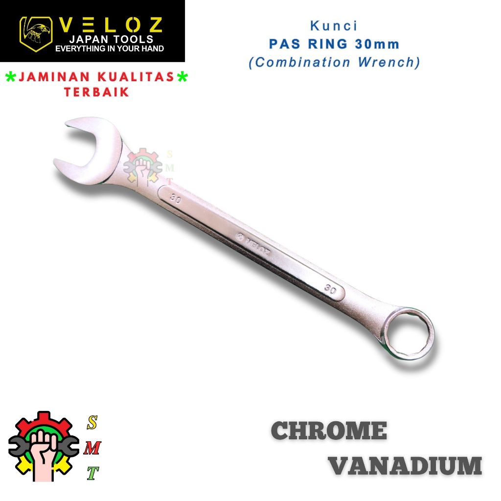 Kunci Pas Ring 30mm VELOZ / Kunci Ring Pas 30mm Chrome Vanadium Steel Veloz SMT Surabaya