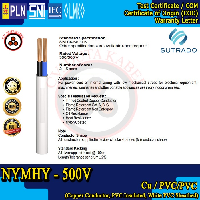Kabel NYMHY 2x6 mm2 SUTRADO (100 m) /2x6 mm/2x6mm2/2 x 6 mm2/2x6mm2